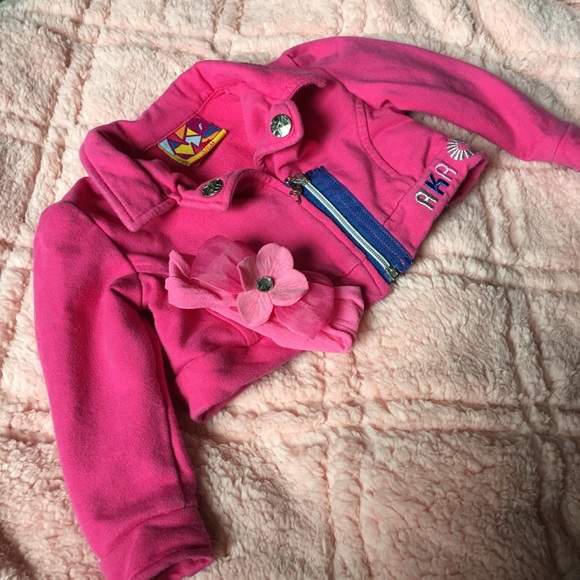 💫💞🌟HP🌟💞💫 
Akademiks Baby Biker Motorcycle Jacket and Headband Girl 2pc Set - Picture 4 of 8